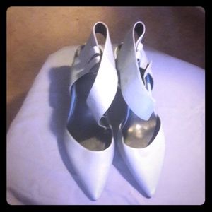 Grey ankle strap heels